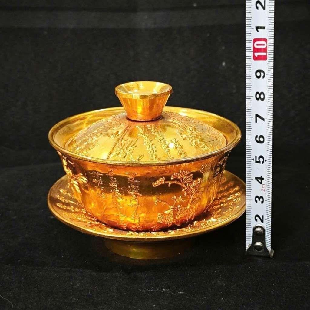  Tách Trà Đồng Pháp Lam Khắc Chữ Triện Cổ Sưu Tầm BKMECN-10005 