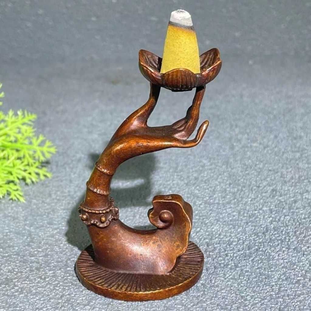  Thác Khói Trầm Hương Bằng Đồng Tay Phật  BKMECN-10013 