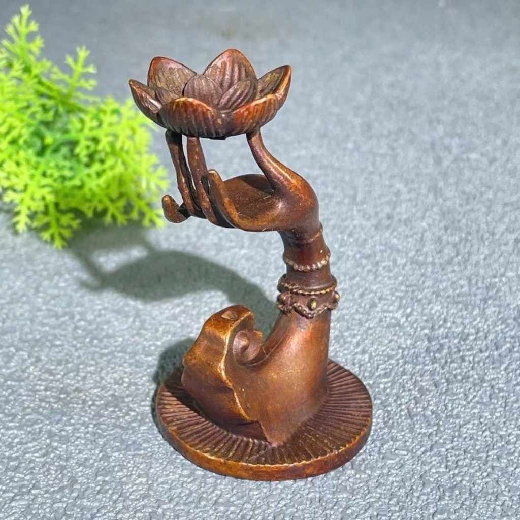  Thác Khói Trầm Hương Bằng Đồng Tay Phật  BKMECN-10013 