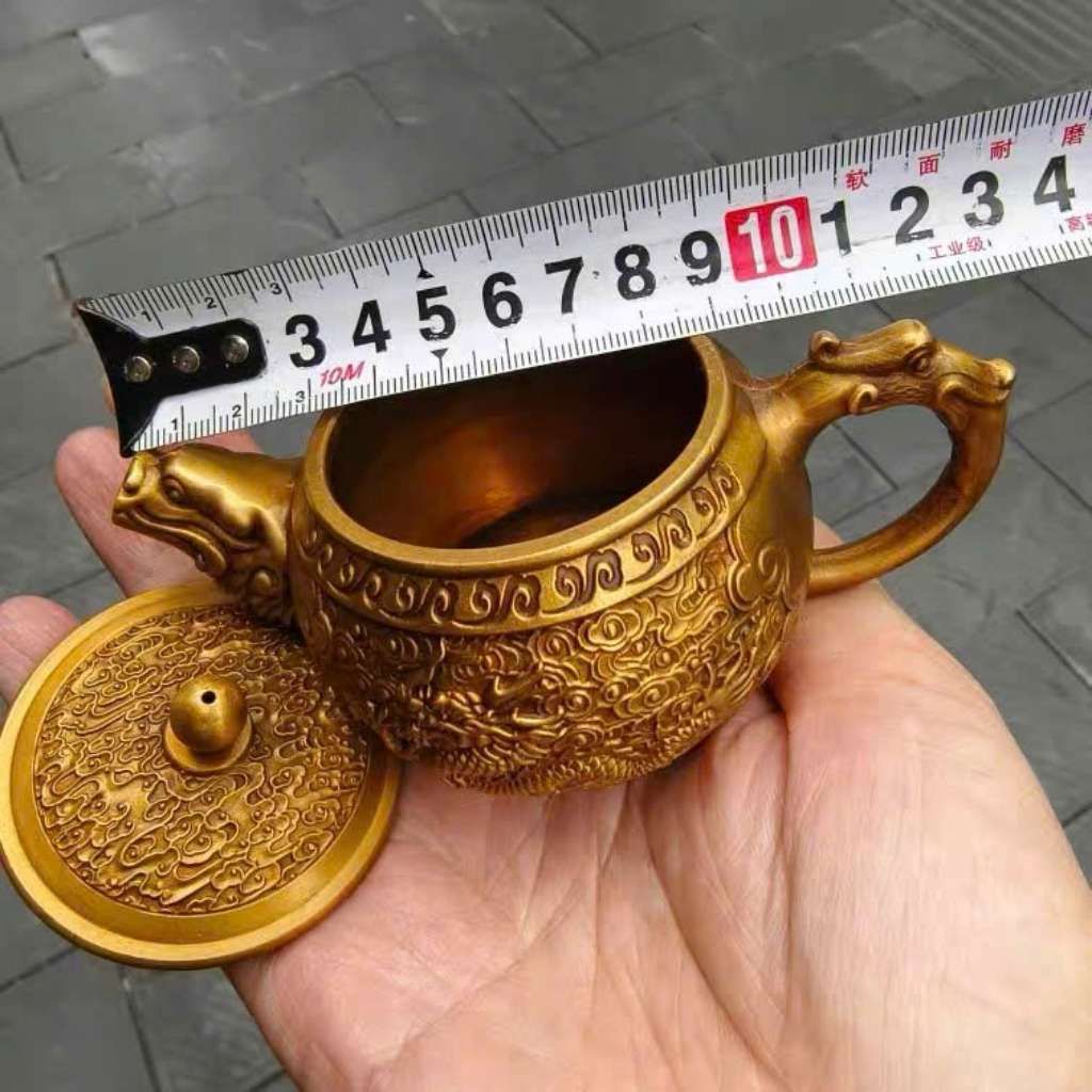  Ấm Trà Bằng Đồng Cổ Họa Tiết Rồng Đúc Nổi BKMECN-10021 