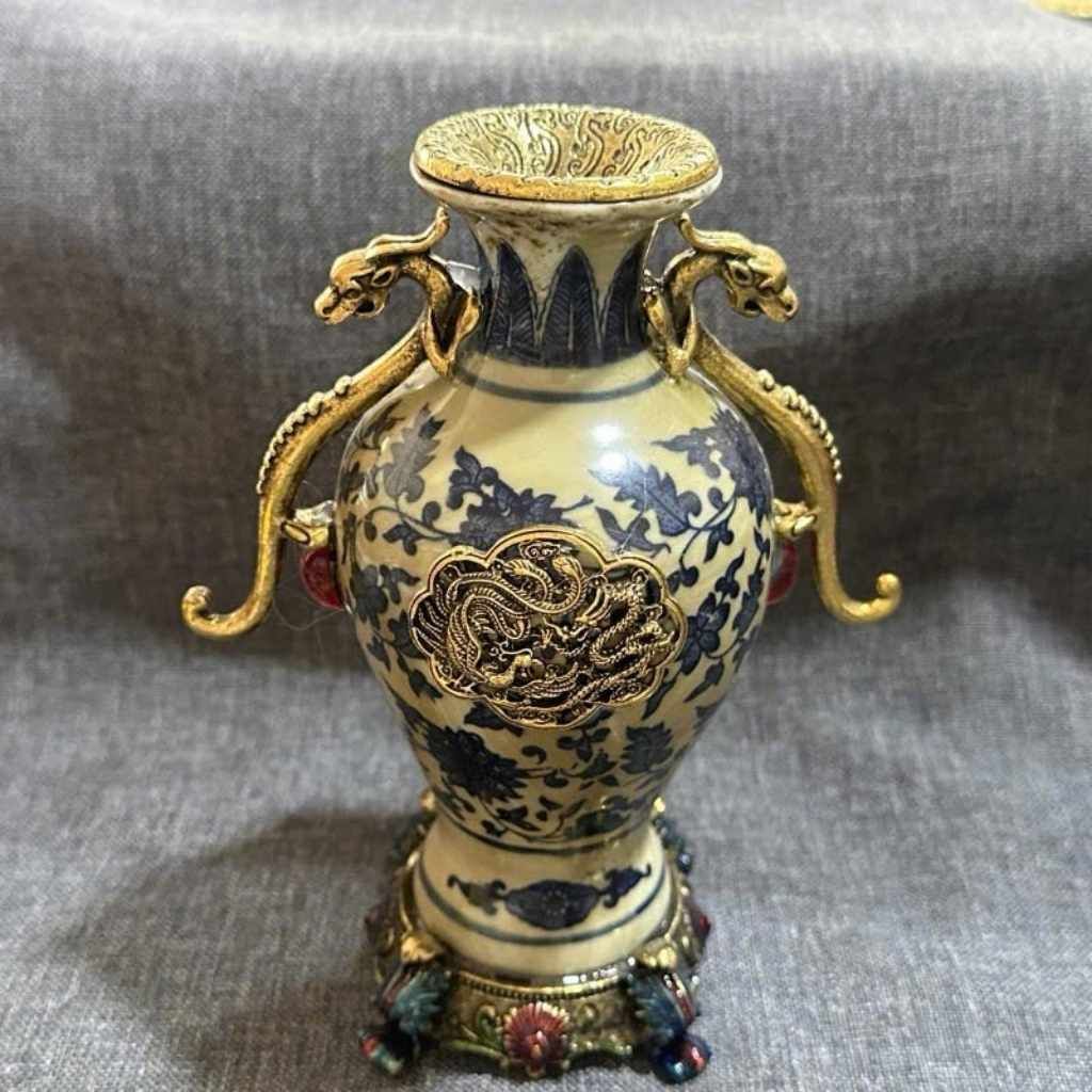  Bình song Long Chầu Nguyệt Cổ Sưu Tầm BKMECN-10039 