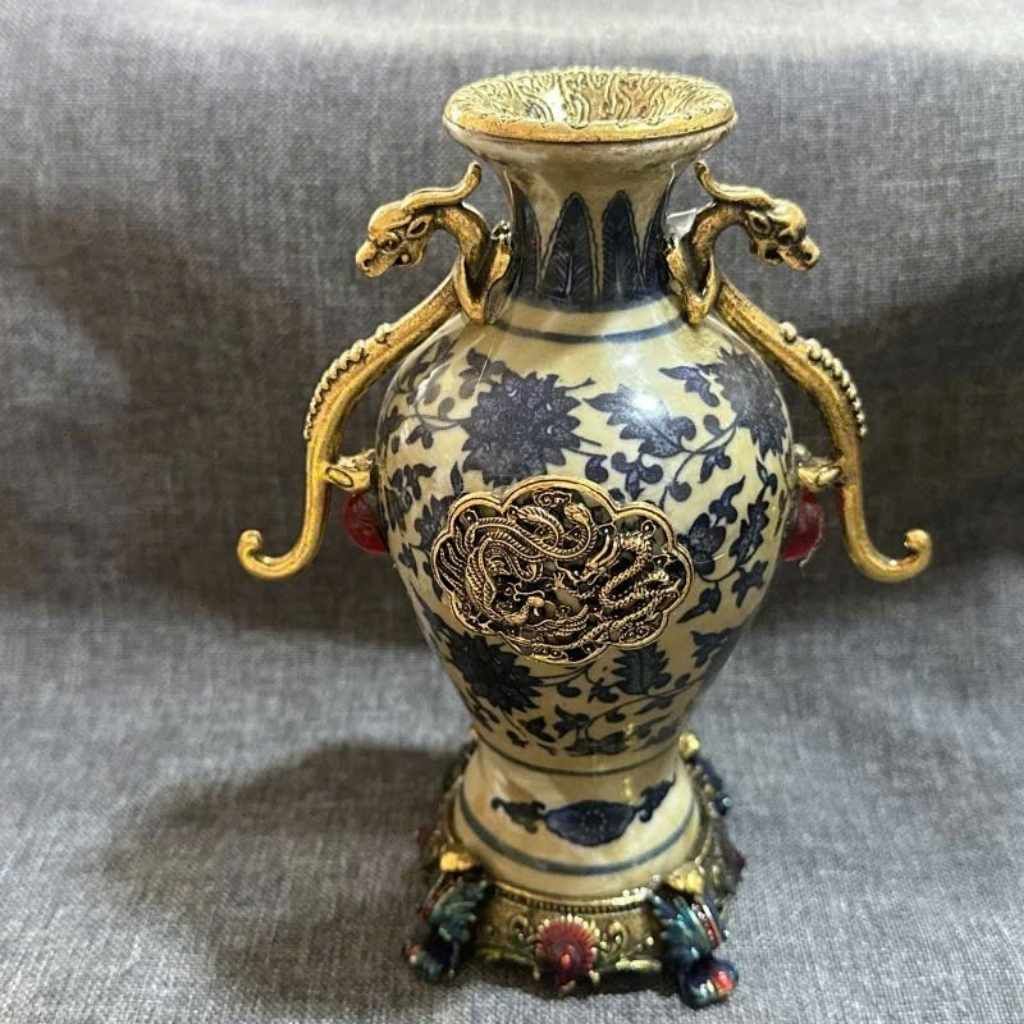  Bình song Long Chầu Nguyệt Cổ Sưu Tầm BKMECN-10039 