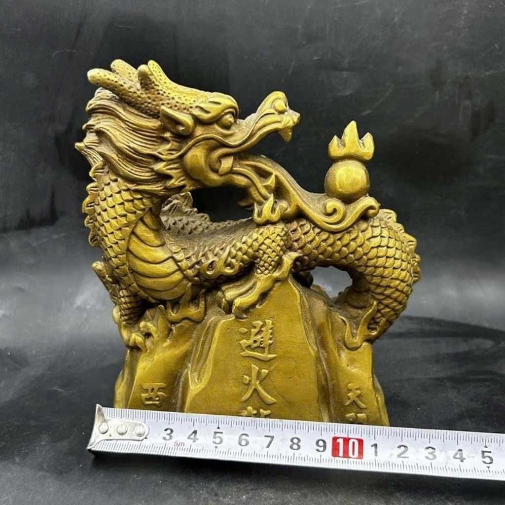  Tượng Rồng Đồng Đứng Đỉnh Núi Tích Chữ Hán Cổ Sưu Tầm BKMECN-10040 