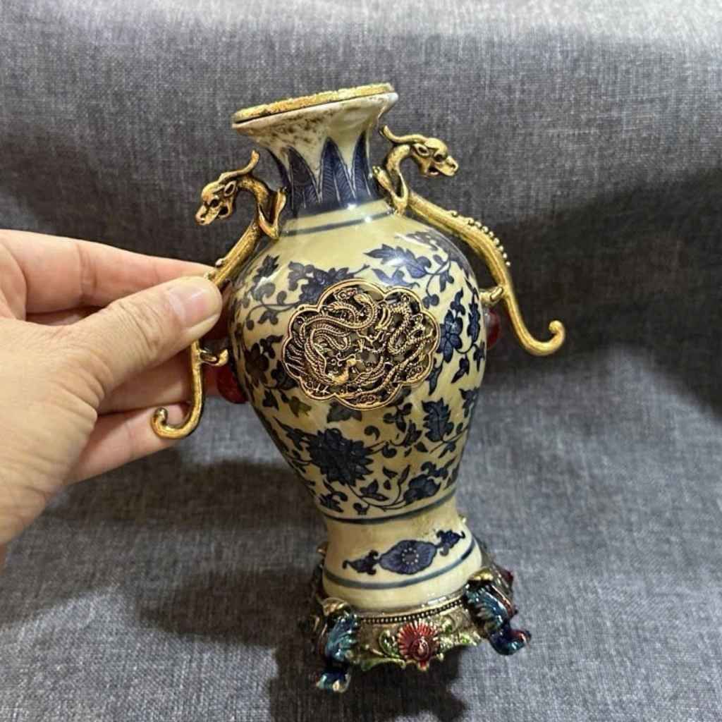  Bình song Long Chầu Nguyệt Cổ Sưu Tầm BKMECN-10039 