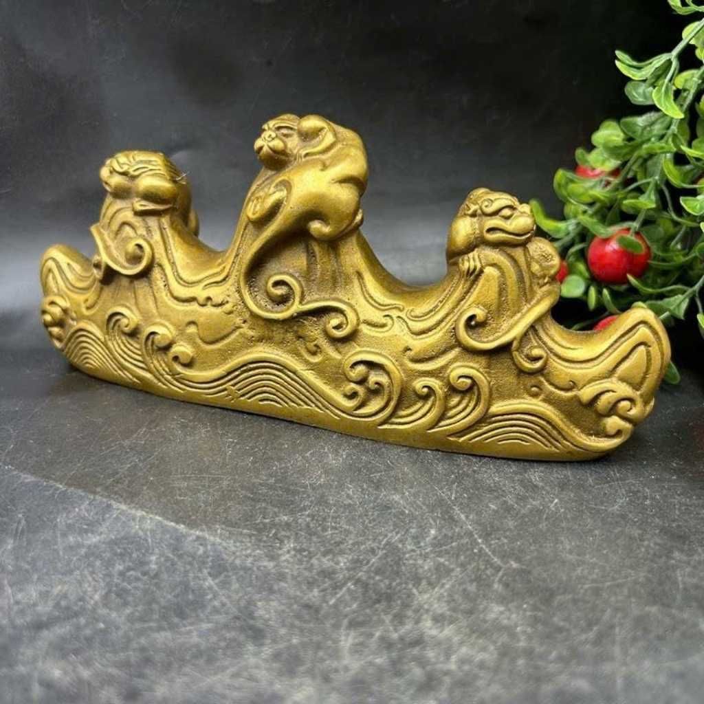  Gác Bút Đồng Xưa Ba Đỉnh Núi Tích Ngũ Long Hải Triều Sưu Tầm BKMECN-10041 