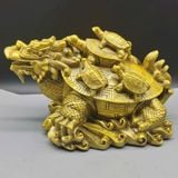  Tượng Long Quy Sinh Tài Bằng Đồng Vàng Sưu Tầm BKMECN-10048 