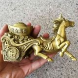  Tượng Ngựa Đồng Vàng Kéo Xe Tài Lộc Sưu Tầm BKMECN-10049 
