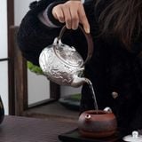  Ấm Trà Bạc Nguyên Chất Khắc Nổi Liên Hoa Cổ Sưu Tầm  BKMECN-10053 