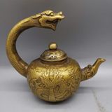  Ấm Đồng Cổ Chạm Nổi Hoàng Long Hiên Viên  BKMECN-10064 