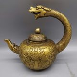  Ấm Đồng Cổ Chạm Nổi Hoàng Long Hiên Viên  BKMECN-10064 