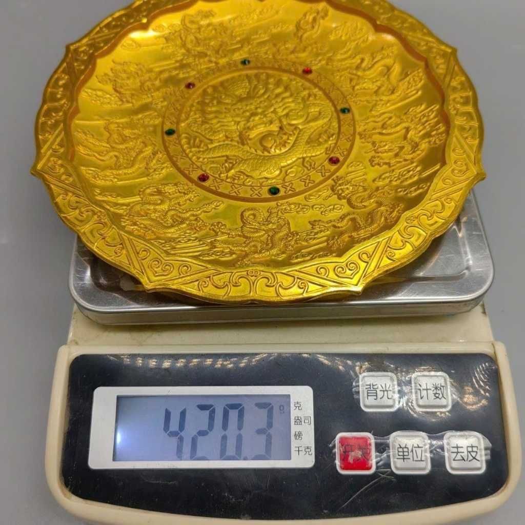  Đĩa thưởng cổ Cửu Long Hý Châu mạ vàng hoàng gia BKMECN-10066 