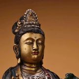  Tượng Phật đồng Quan Âm Tự Tại tọa sơn cổ kính BKMECN-10069 