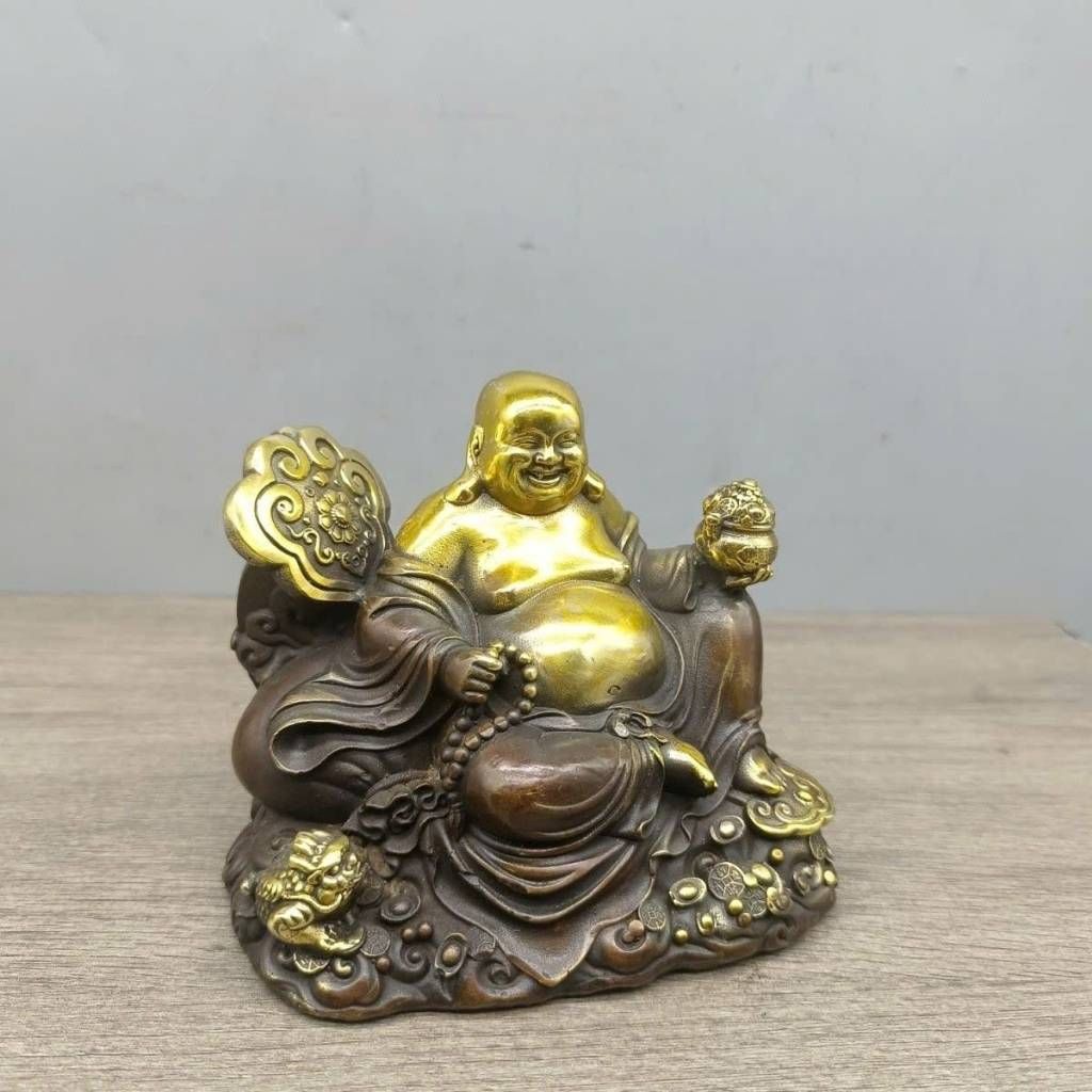  Tượng Phật Di Lặc tọa bao tiền bằng đồng hoàng gia BKMECN-10070 