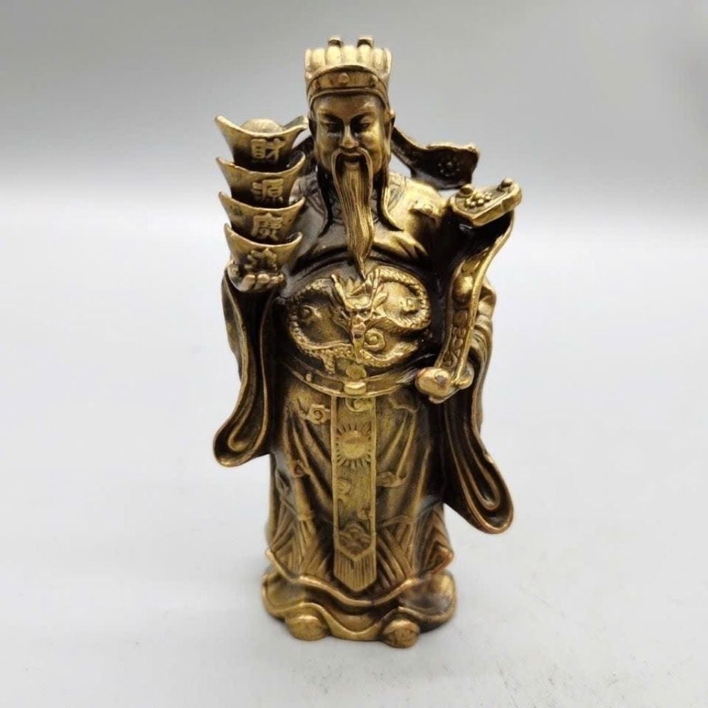  Tượng Thần Tài Triệu Công Minh mini bằng đồng hoàng gia BKMECN-10075 
