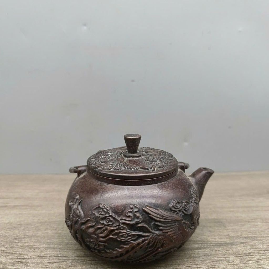 Ấm Trà Đồng Chạm Phượng Hoàng Cổ Kính BKMECN-10080 