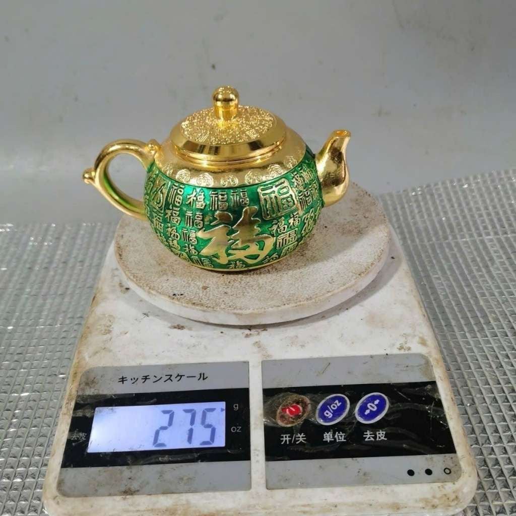  Ấm Trà Đồng Hoàng Kim Chạm Bách Phúc Phủ Sen Ngọc BKMECN-10084 