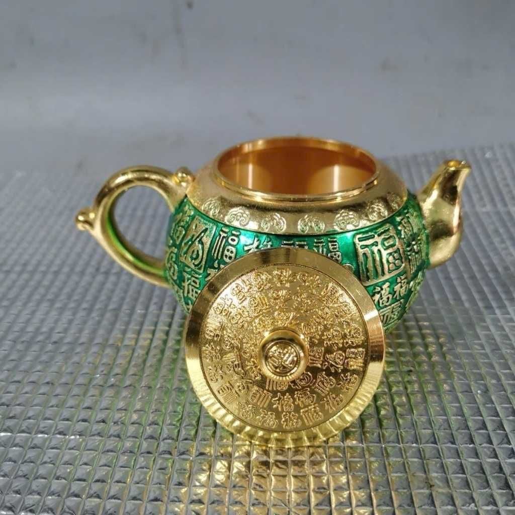  Ấm Trà Đồng Hoàng Kim Chạm Bách Phúc Phủ Sen Ngọc BKMECN-10084 