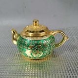  Ấm Trà Đồng Hoàng Kim Chạm Bách Phúc Phủ Sen Ngọc BKMECN-10084 