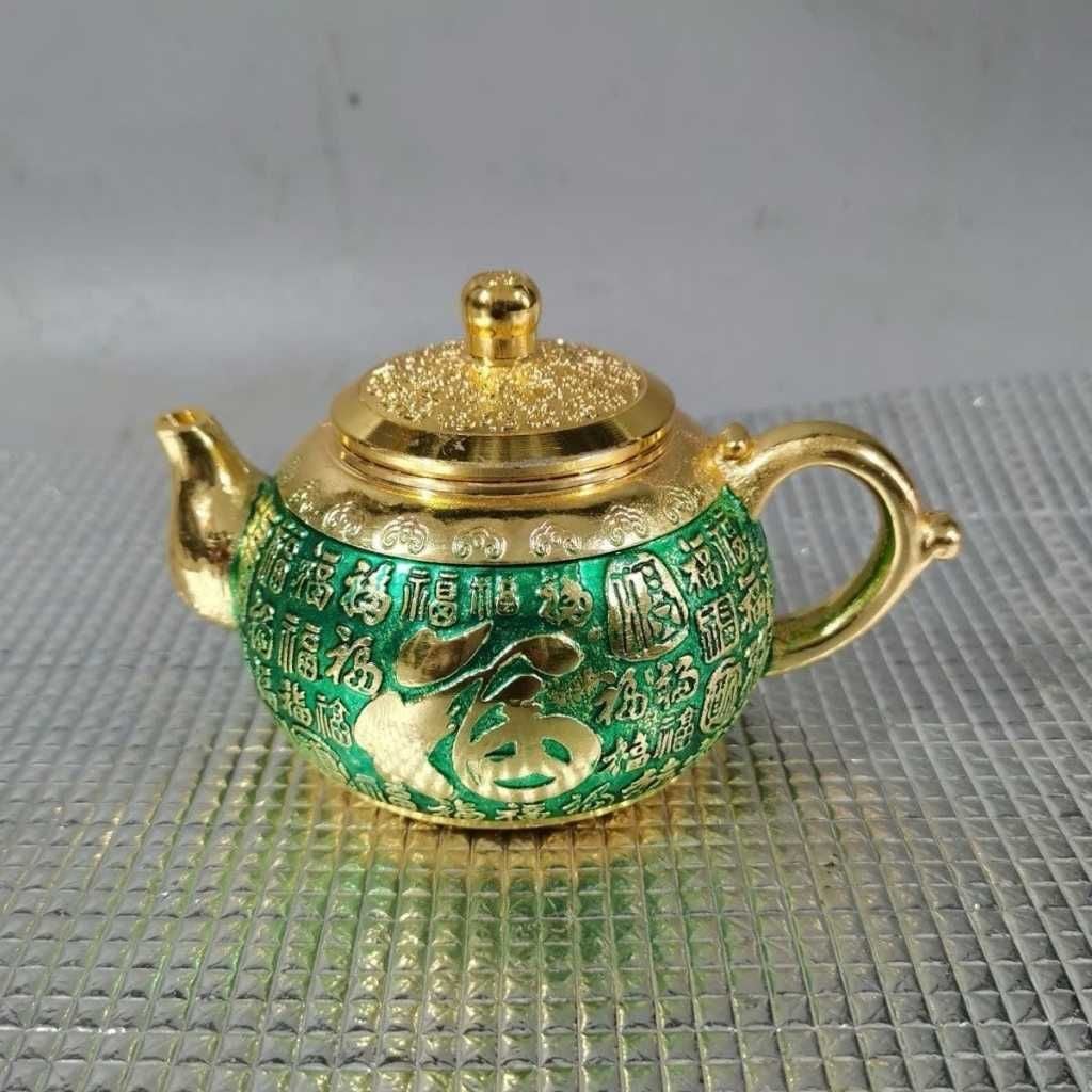  Ấm Trà Đồng Hoàng Kim Chạm Bách Phúc Phủ Sen Ngọc BKMECN-10084 
