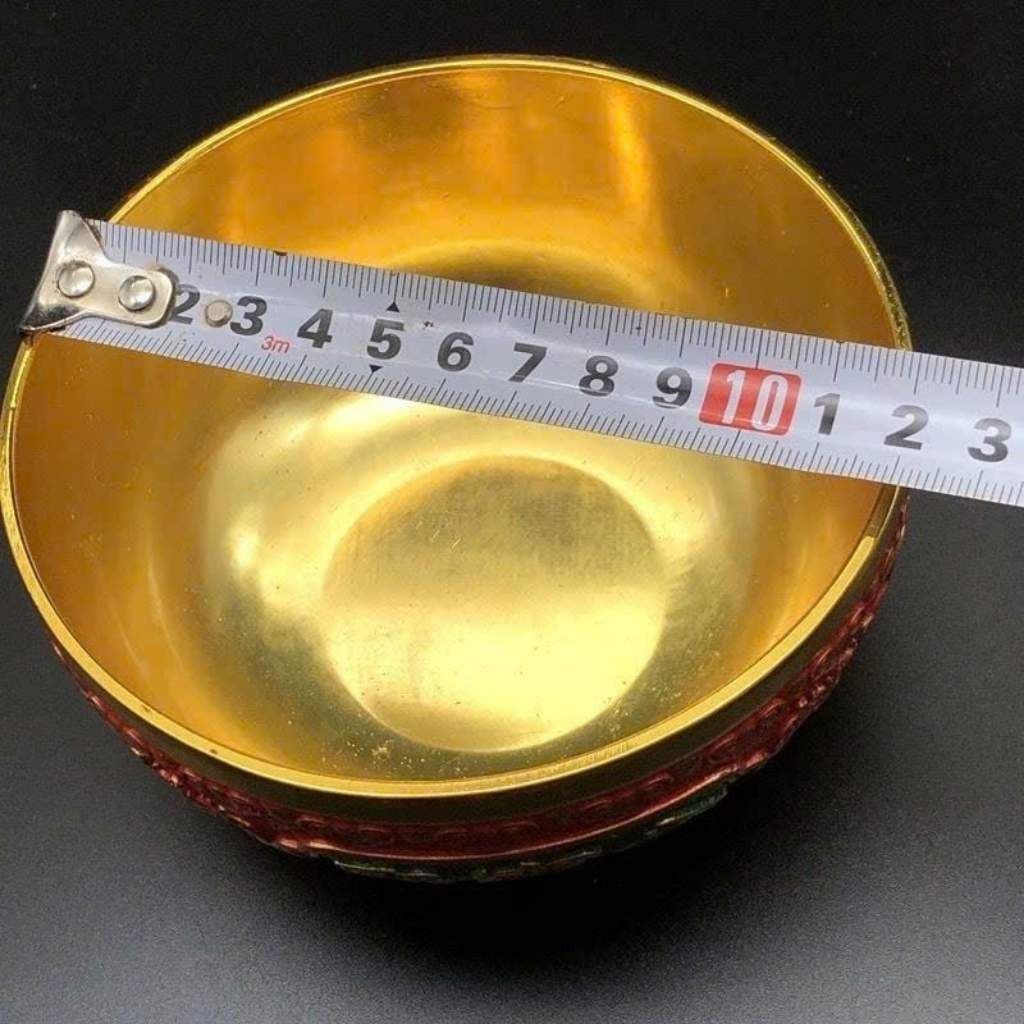  Bát đồng hoàng kim pháp lam chạm chữ Tụ Bảo Bồn BKMECN-10086 