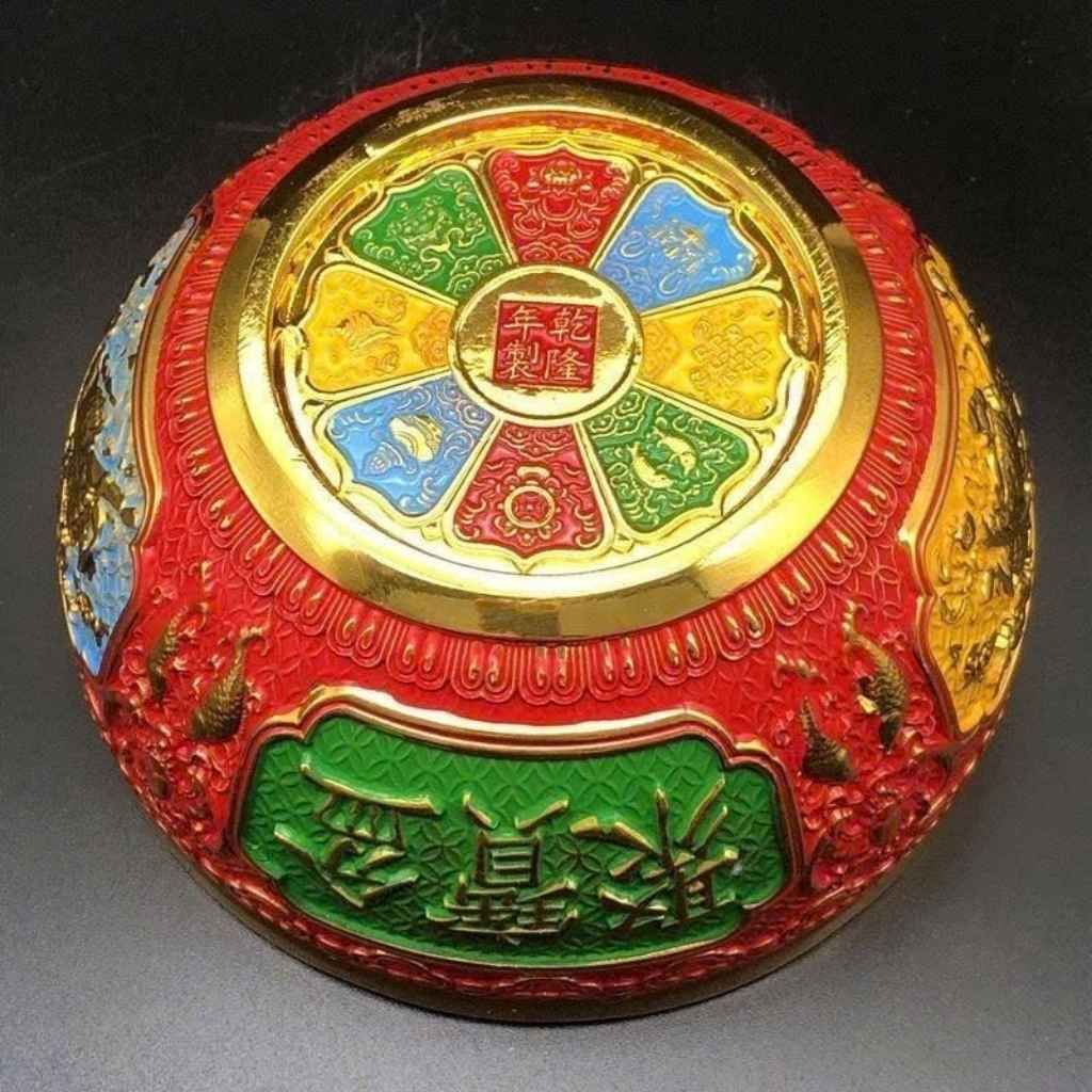  Bát đồng hoàng kim pháp lam chạm chữ Tụ Bảo Bồn BKMECN-10086 