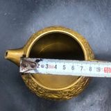  Ấm trà đồng vàng chạm nổi Vân Long triện chữ cổ BKMECN-10087 