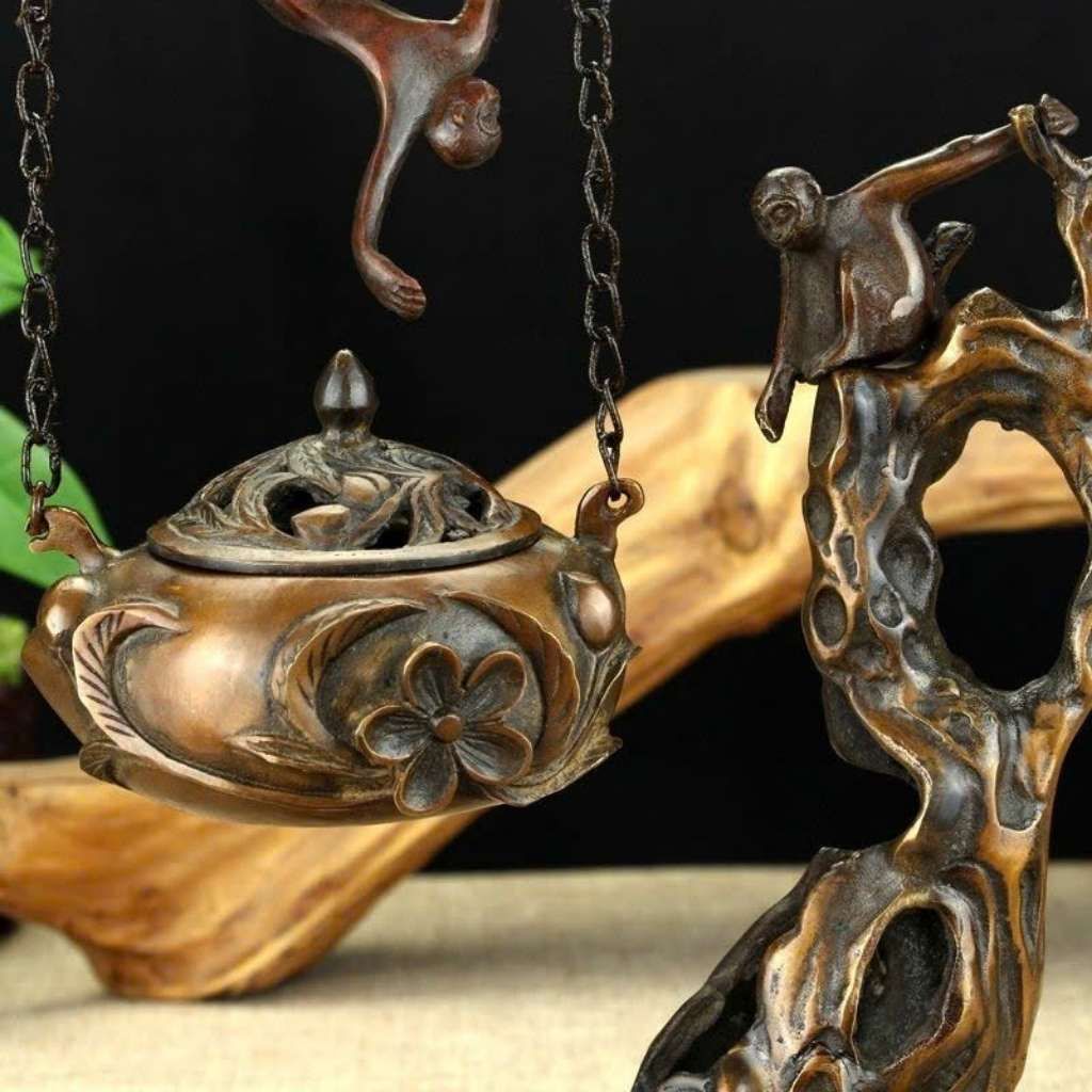  Lư Xông Trầm Hương Treo Bằng Đồng Giả Cổ Phong Thủy BKMECN-10098 