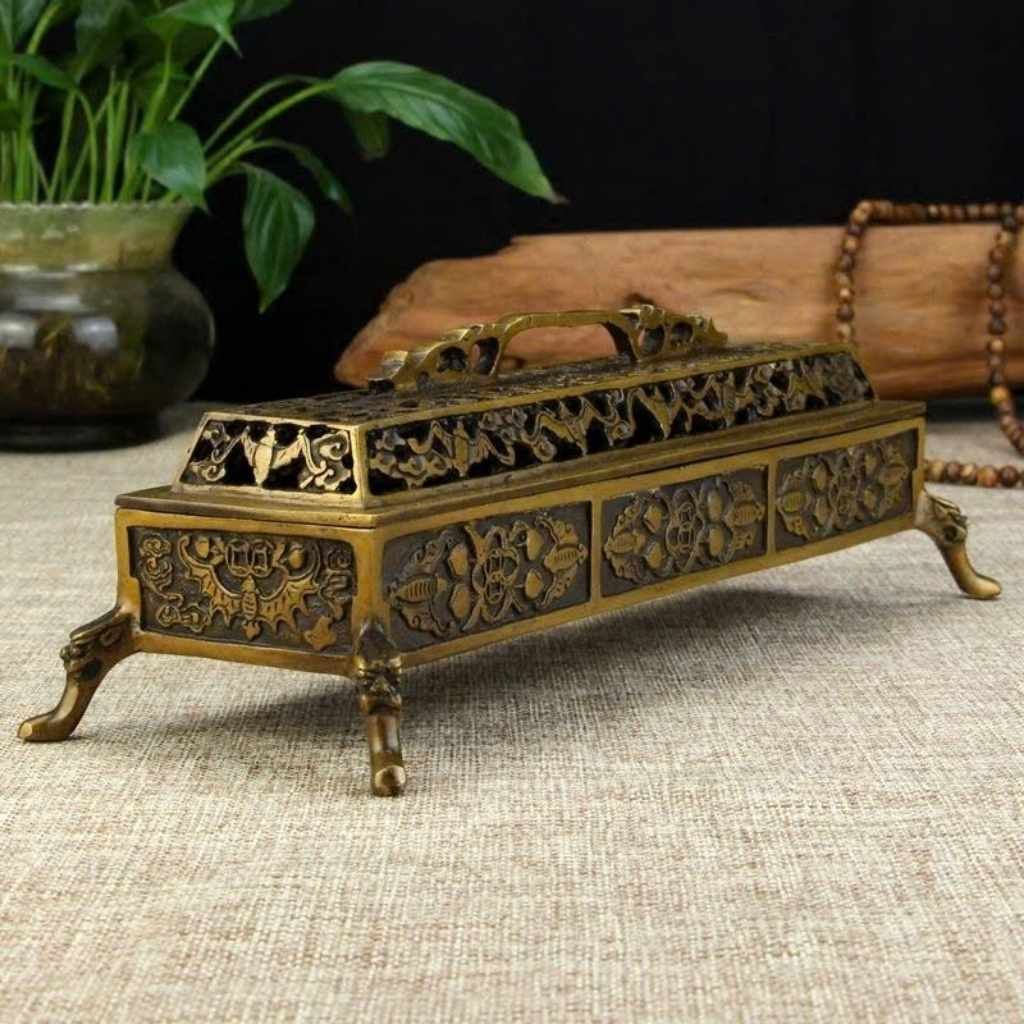  Lư Xông Trầm Hương Bằng Đồng Giả Cổ Dáng Nằm Phong Thủy BKMECN-10099 