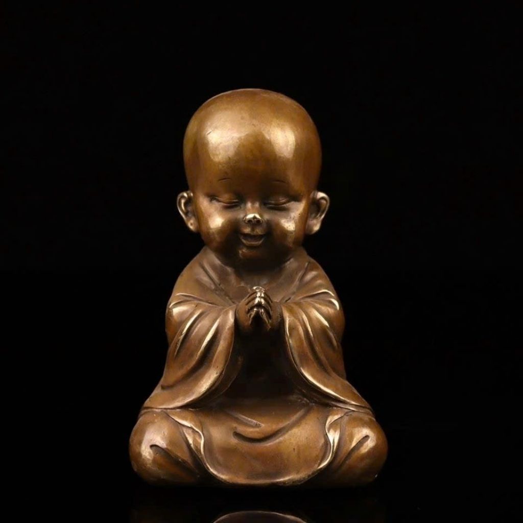  Tượng Chú Tiểu Bằng Đồng Mini Tụ Tài Bình An BKMECN-10100 