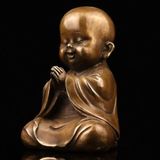  Tượng Chú Tiểu Bằng Đồng Mini Tụ Tài Bình An BKMECN-10100 