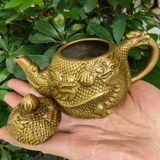  Ấm Trà Bằng Đồng Giả Cổ Chạm Khắc Nổi Kim Long BKMECN-10111 