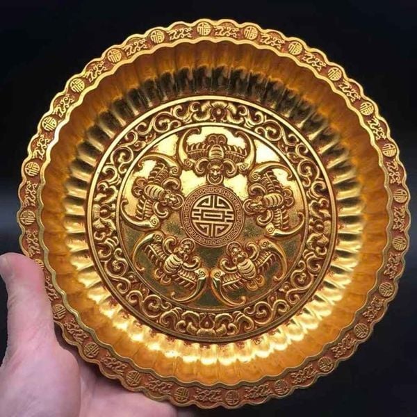  Đĩa Đồng Ngũ Phúc Lâm Môn Khảm Tam Khí Cổ Ngoạn BKMECN-10113 
