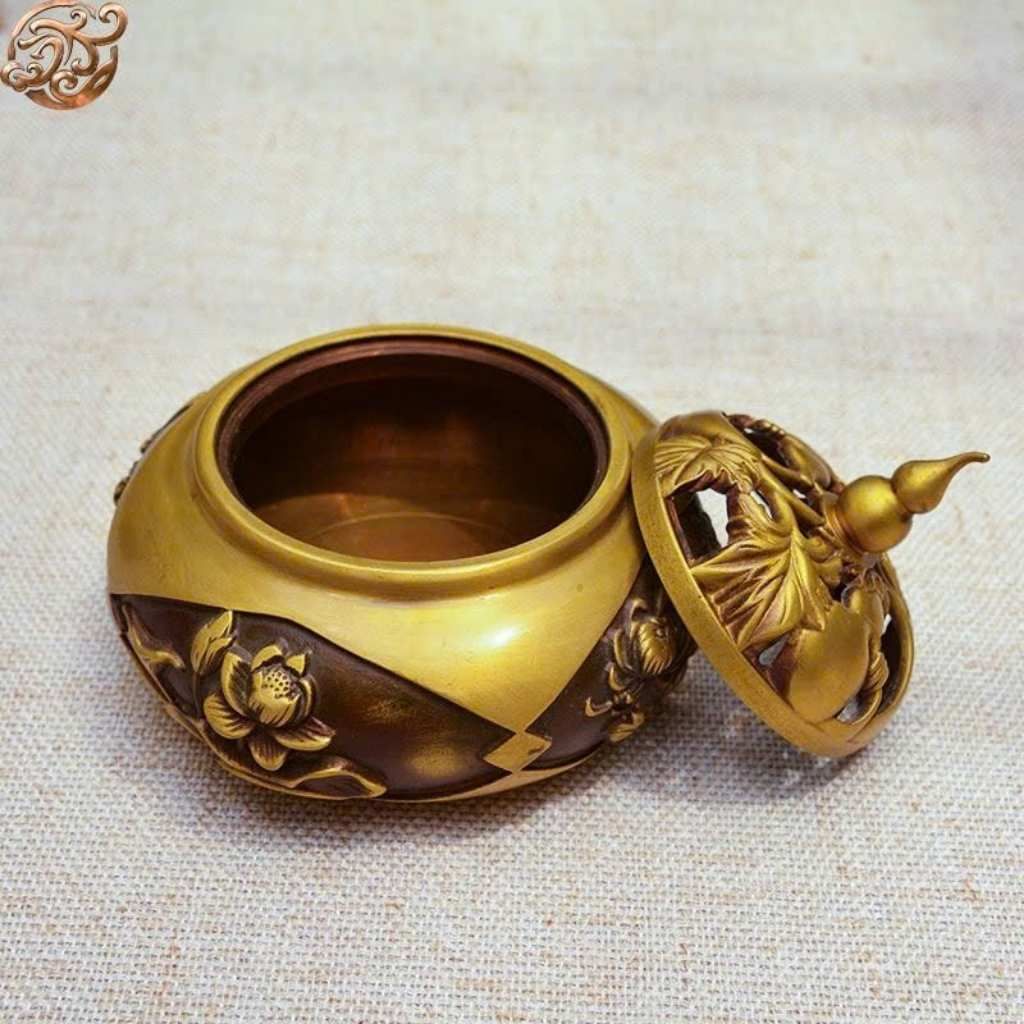  Lư Xông Trầm Đồng Giả Cổ Dáng Đóa Sen Liên Hoa Tây Tạng BKMECN-10118 
