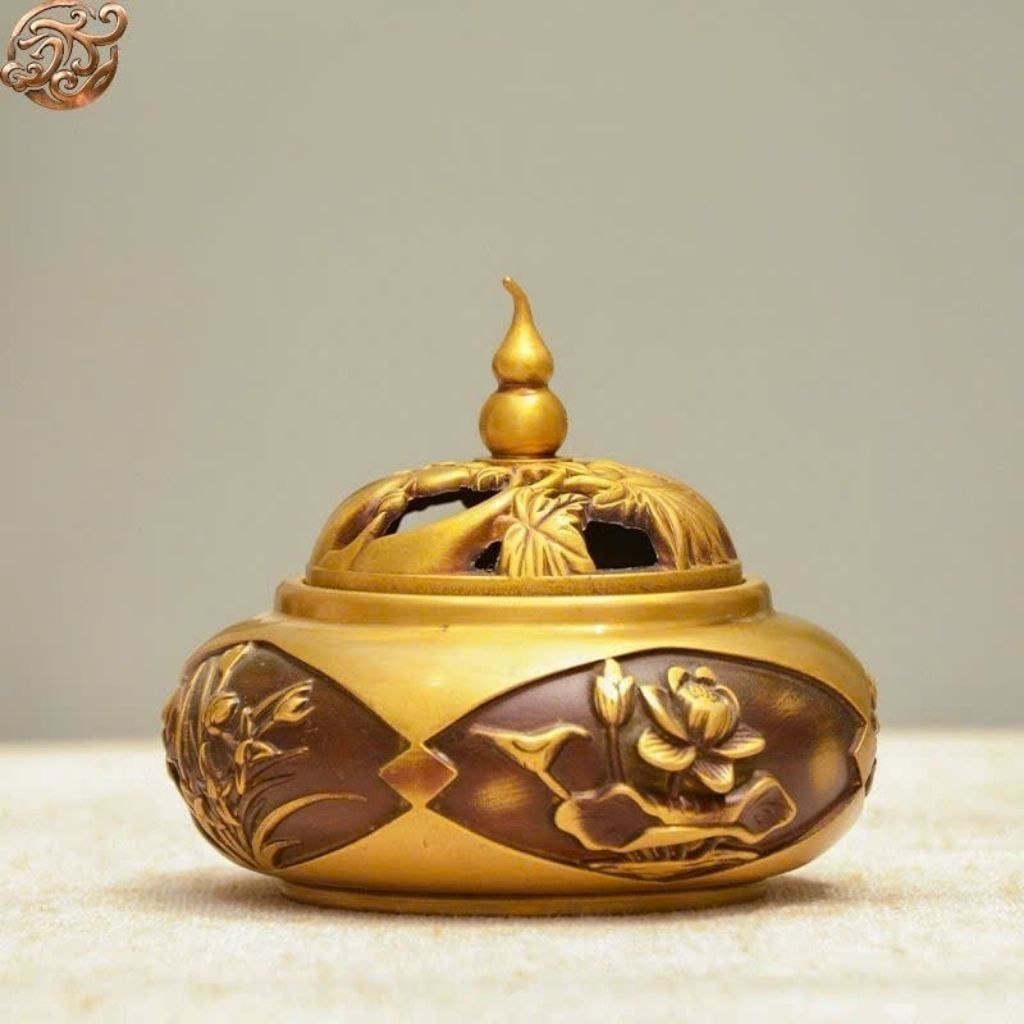 Lư Xông Trầm Đồng Giả Cổ Dáng Đóa Sen Liên Hoa Tây Tạng BKMECN-10118 