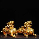  Cặp Tượng Tỳ Hưu Phong Thủy Bằng Đồng Nguyên Chất Khảm Men BKMECN-10120 