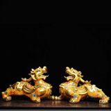  Cặp Tượng Tỳ Hưu Phong Thủy Bằng Đồng Nguyên Chất Khảm Men BKMECN-10120 