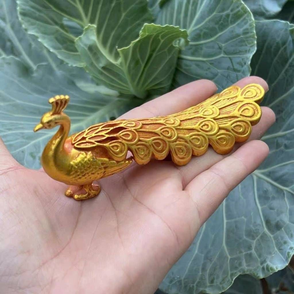  Tượng chim Công phong thủy bằng đồng vàng nguyên chất BKMECN-10124 