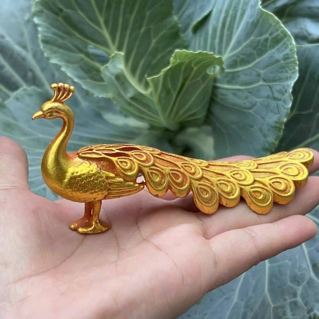  Tượng chim Công phong thủy bằng đồng vàng nguyên chất BKMECN-10124 