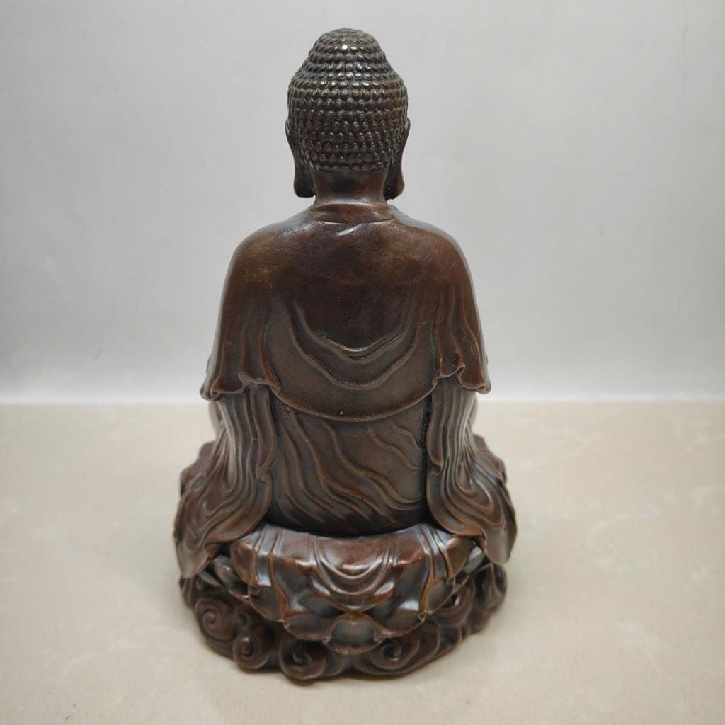  Tượng Phật Tổ Thích Ca Mâu Ni Bằng Đồng Xưa Dáng Tĩnh Tọa Đài Sen  BKMECN-10125 