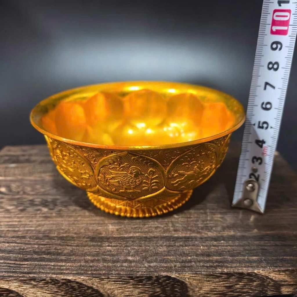  Bát Sen Cổ Ngoạn Họa Tiết Bách Điểu Bằng Đồng Vàng Nguyên Chất BKMECN-10129 