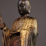  Tượng Phật Địa Tạng Vương Bồ Tát Đứng Đài Sen Bằng Đồng Giả Cổ BKMECN-10132 
