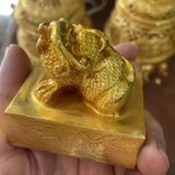  Ấn Triện Đồng Cổ Ngoạn Tạc Hình Rồng Báu Bằng Đồng Vàng BKMECN-10137 