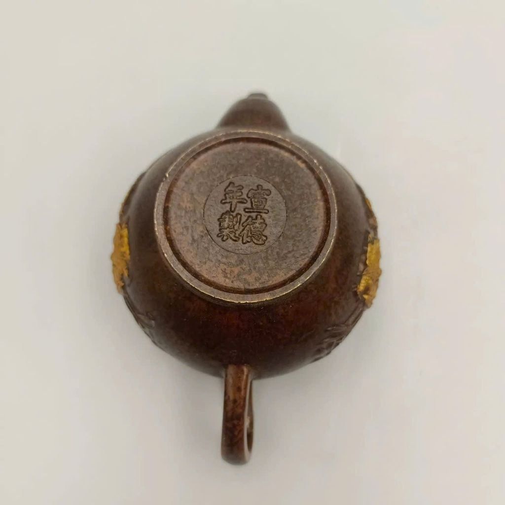  Ấm Trà Đồng Bách Tài Song Long Mạ Vàng Giả Cổ Cao Cấp BKMECN-10140 