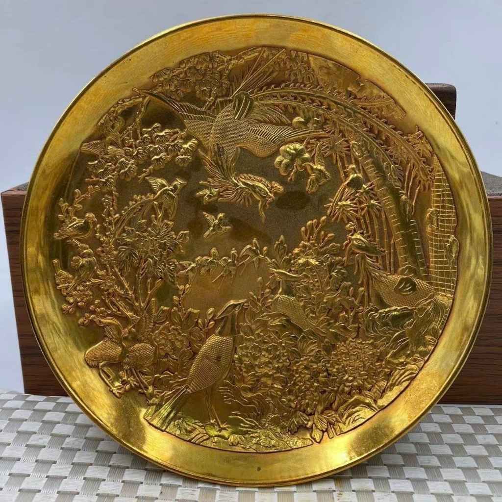  Đĩa Đồng Đúc Bách Điểu Triều Phụng Hoàng Kim BKMECN-10151 