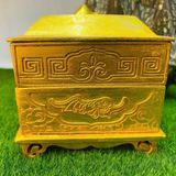  Lư Xông Trầm Đồng Mạ Vàng Dáng Hộp Vuông Cát Tường BKMECN-10161 