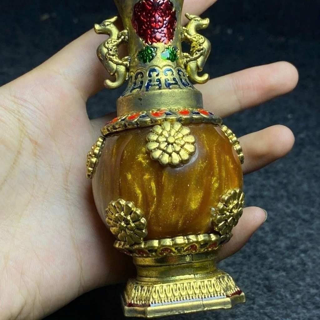  Bình Hoa Mini Đồng Mạ Vàng Cẩn Men Pháp Lam Cổ Phong BKMECN-10164 