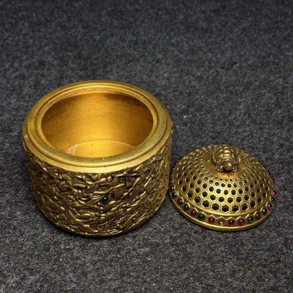  Tượng Trâu Đồng Chiêu Tài Kèm Lư Xông Trầm Hoàng Kim BKMECN-10165 