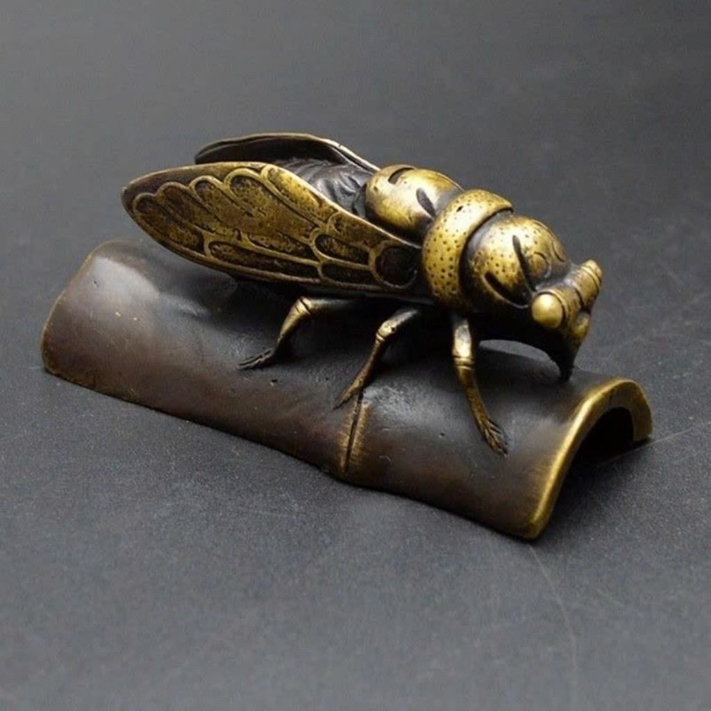  Tượng Đồng Ve Sầu Đậu Thân Tre Cổ Phong Cát Tường BKMECN-10167 