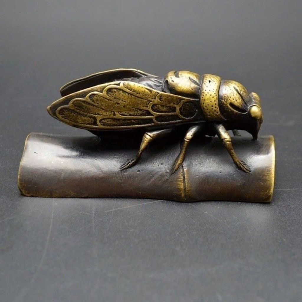  Tượng Đồng Ve Sầu Đậu Thân Tre Cổ Phong Cát Tường BKMECN-10167 