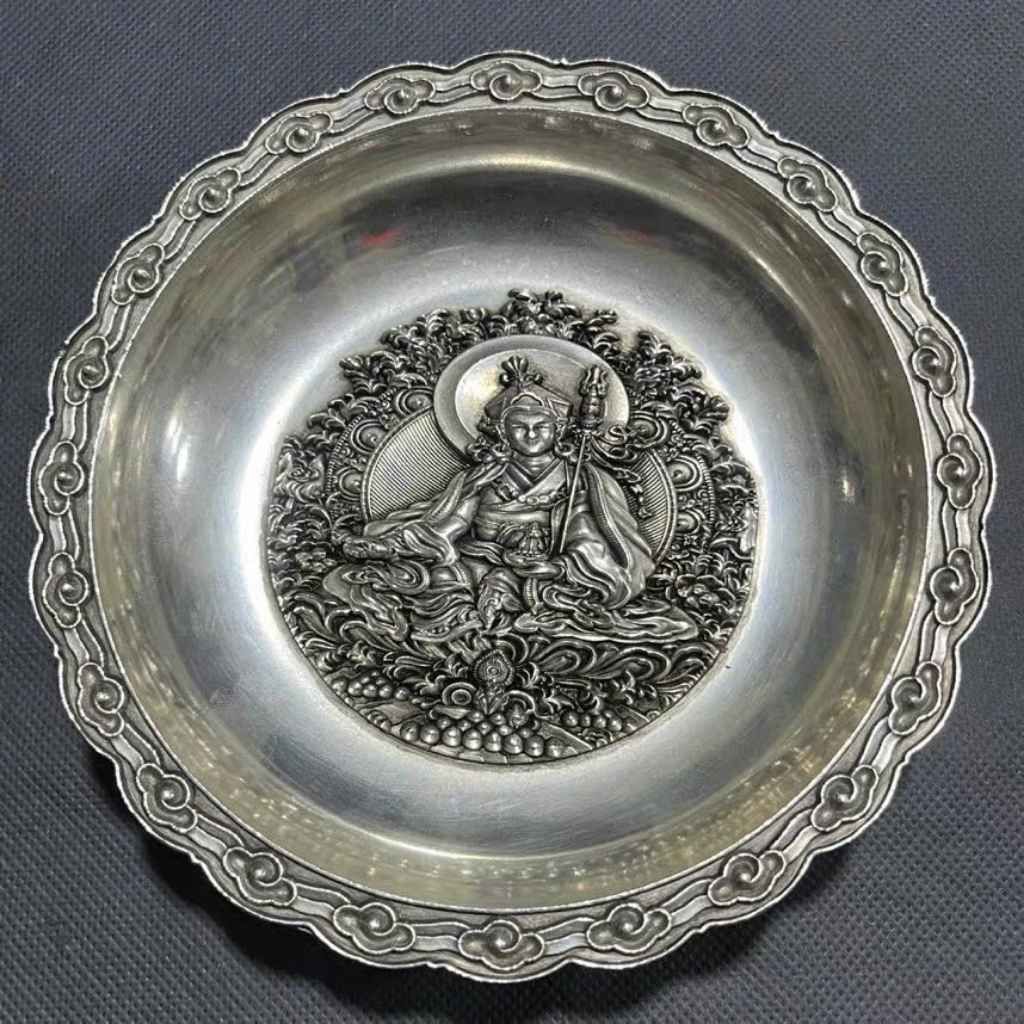  Đĩa Cảnh Đồng Mạ Bạc Chạm Nổi Liên Hoa Sanh Cổ Phong BKMECN-10169 